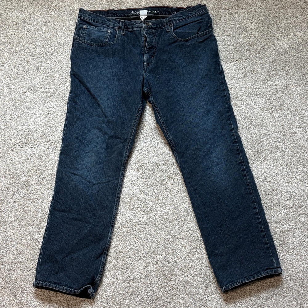 Eddie Bauer Men's Relaxed Fit Navy Jeans - Fleece Lined